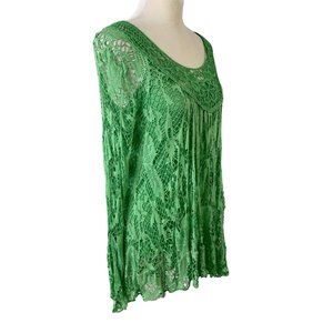Bella Amore Tunic & Tank Camisole Top Set Size 2 Green Open Weave Made in Italy
